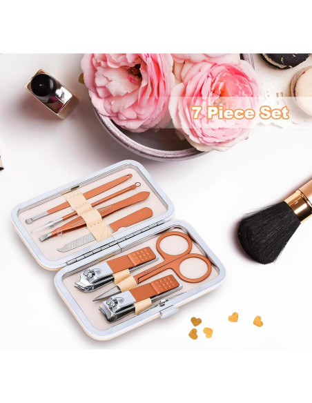 Juego de Manicura HOLD-U-DREAM 7 en 1 Acero Inoxidable Oro Rosa