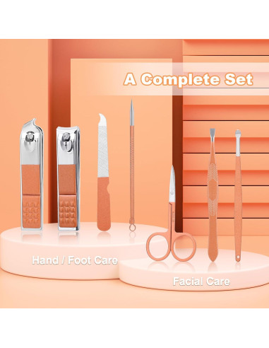 Juego de Manicura HOLD-U-DREAM 7 en 1 Acero Inoxidable Oro Rosa