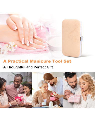 Juego de Manicura HOLD-U-DREAM 7 en 1 Acero Inoxidable Oro Rosa