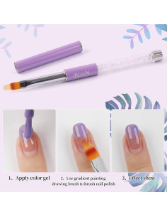 Pincel Ombre para Uñas BQAN con Mango de Rhinestone 15cm 2