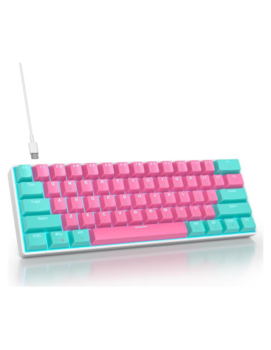 Teclado Mecánico Compacto FS SHOP 61 Teclas LED PBT Rojo