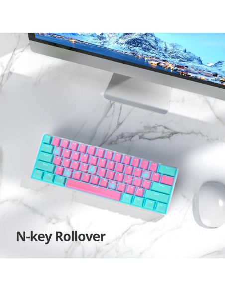 Teclado Mecánico Compacto FS SHOP 61 Teclas LED PBT Rojo