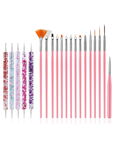 Juego de Herramientas para Arte de Uñas FULINJOY 20 Pcs