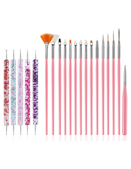 Juego de Herramientas para Arte de Uñas FULINJOY 20 Pcs