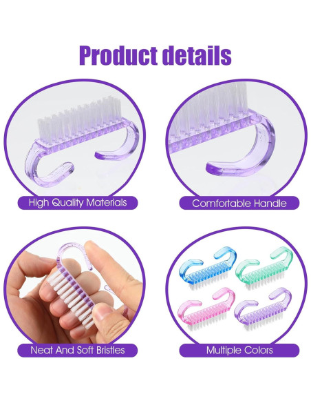 20 Piezas Cepillo de Limpieza de Uñas Nylon Ergonomico