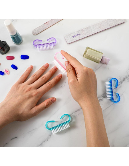 20 Piezas Cepillo de Limpieza de Uñas Nylon Ergonomico