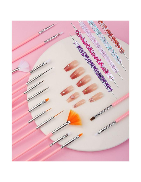 Juego de Herramientas para Arte de Uñas FULINJOY 20 Pcs