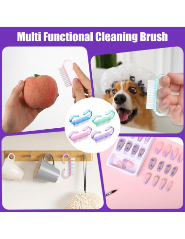 20 Piezas Cepillo de Limpieza de Uñas Nylon Ergonomico