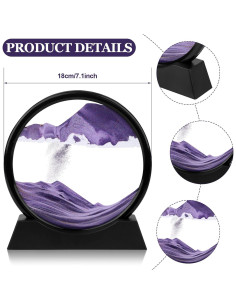 LotCow Cuadro de Arena Móvil Redondo 18x20 cm Púrpura 2