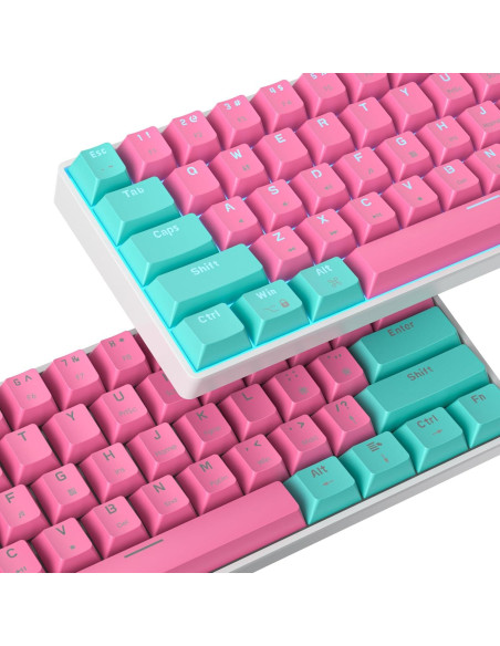 Teclado Mecánico Compacto FS SHOP 61 Teclas LED PBT Rojo