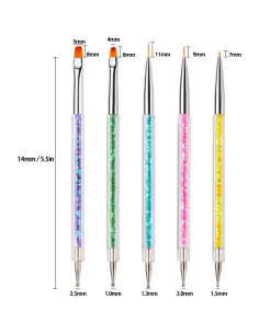 AIBEE Kit de Pinceles para Arte de Uñas 5pcs Doble Cara 2