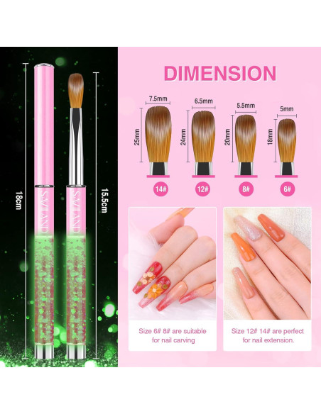 Conjunto de Pinceles Acrílicos SAVILAND 4PCS Brillan en la Oscuridad