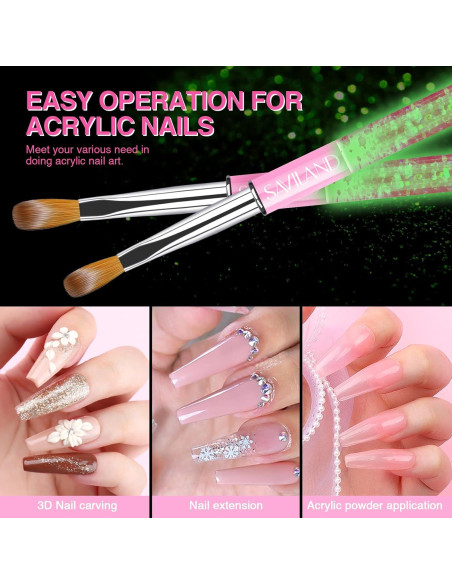 Conjunto de Pinceles Acrílicos SAVILAND 4PCS Brillan en la Oscuridad