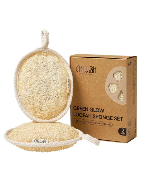 Esponja de Baño Exfoliante Chill Ah Doble Cara Lufa Natural 2-Pack
