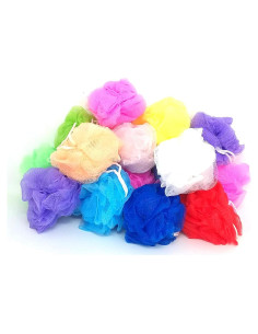 20 Esponjas de Baño Loofah Pouf Malla Colores Asortidos