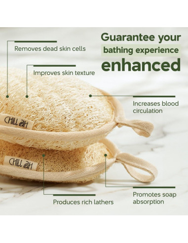 Esponja de Baño Exfoliante Chill Ah Doble Cara Lufa Natural 2-Pack