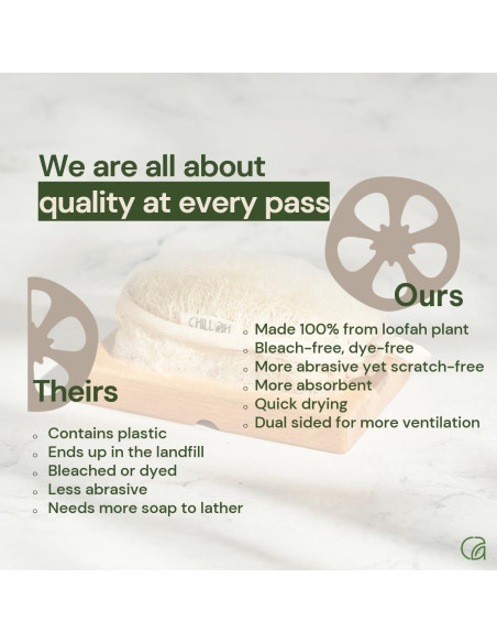 Esponja de Baño Exfoliante Chill Ah Doble Cara Lufa Natural 2-Pack