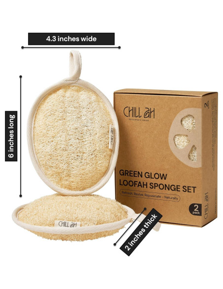 Esponja de Baño Exfoliante Chill Ah Doble Cara Lufa Natural 2-Pack