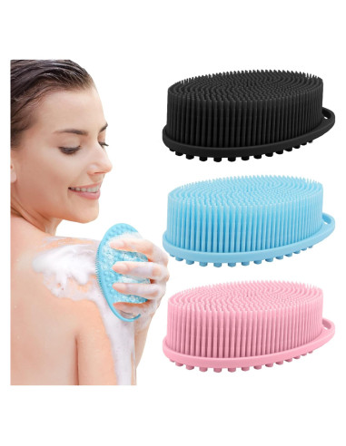 Paquete de 3 Esponjas de Silicona PQRUU para Cuerpo - Exfoliantes Suaves