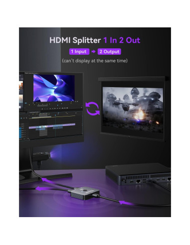 Vilcome Interruptor HDMI 2.1 2 en 1 Ultra HD 8K