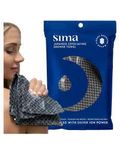 Toalla Exfoliante Corporal Sima - Extra Larga, 119 cm, Negra