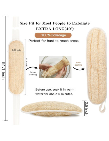 Esponja de Lufa Natural Acolidas para Espalda 101.6 cm