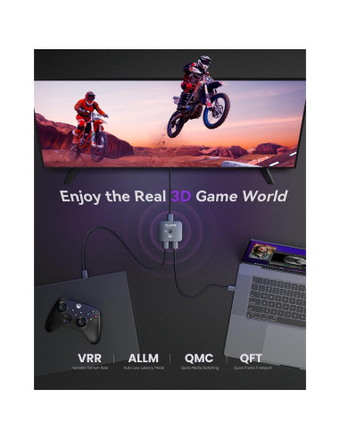 Vilcome Interruptor HDMI 2.1 2 en 1 Ultra HD 8K