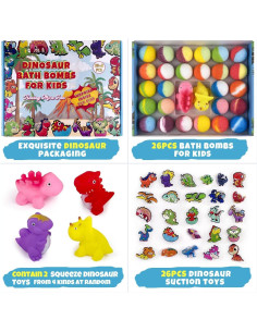 Conjunto de 26 Bombas de Baño Orgánicas con Juguetes Dinosaurio 2
