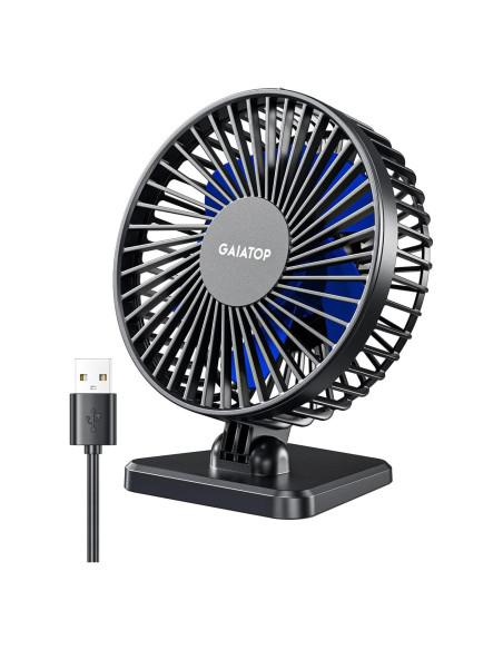 Gaiatop Ventilador de Escritorio USB 3 Velocidades Azul