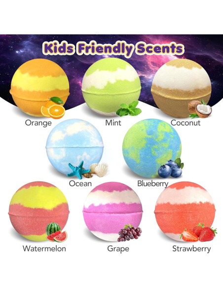 8 Bombas de Baño Iluminadas para Niños Lisotera - Aromas Variados