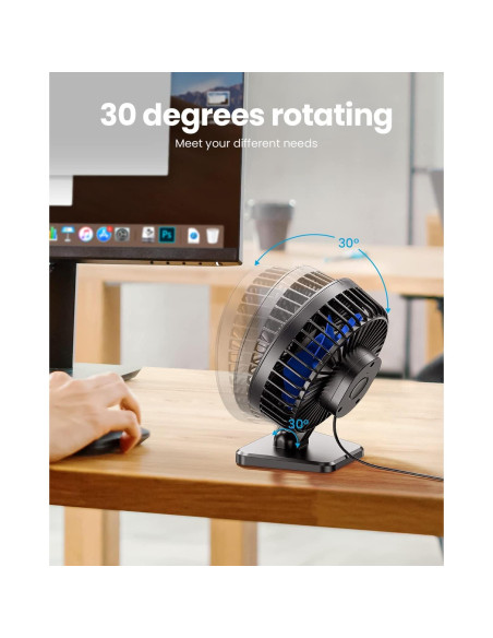 Gaiatop Ventilador de Escritorio USB 3 Velocidades Azul