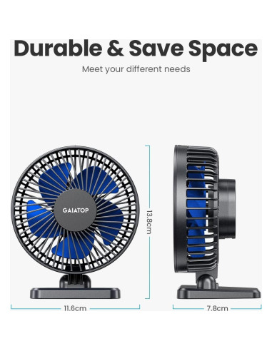Gaiatop Ventilador de Escritorio USB 3 Velocidades Azul