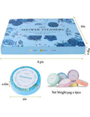 Tabletas de Ducha Aromaterapia Oziva - 6 Bombas con Aceites Esenciales