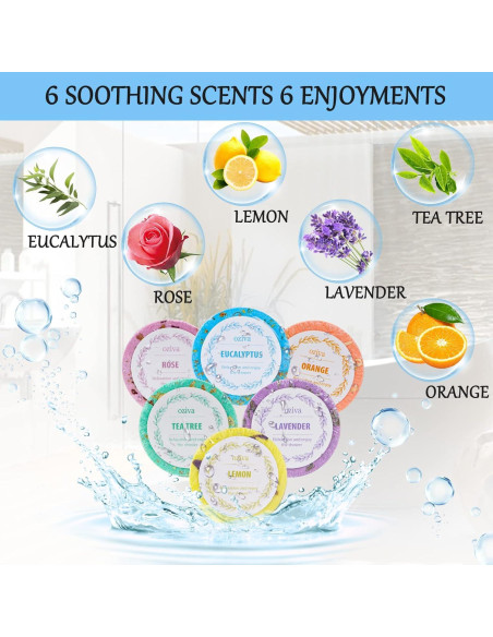 Tabletas de Ducha Aromaterapia Oziva - 6 Bombas con Aceites Esenciales