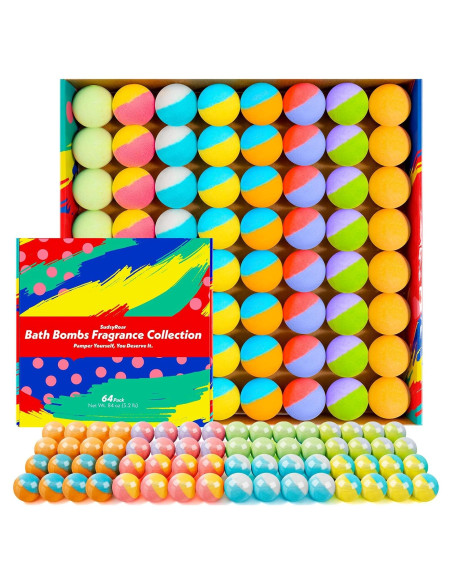 Paquete de 64 Bombas de Baño Naturales SudsyRoar - 8 Aromas