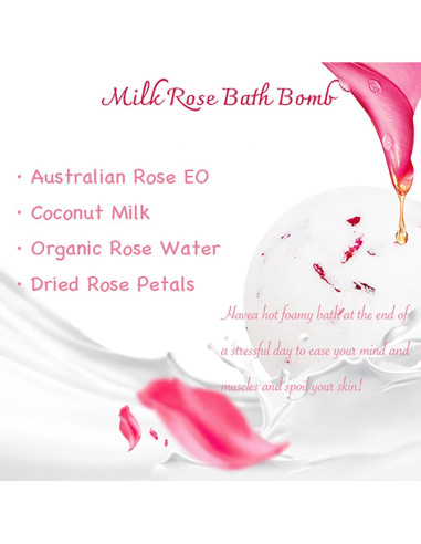 Juego de Bombas de Baño Fumgranth con Aceite Esencial Leche de Rosa 2 Pack