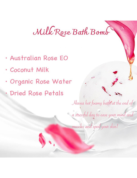 Juego de Bombas de Baño Fumgranth con Aceite Esencial Leche de Rosa 2 Pack