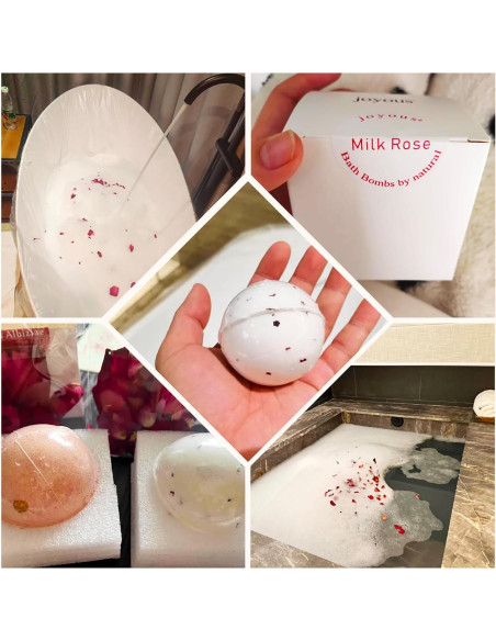 Juego de Bombas de Baño Fumgranth con Aceite Esencial Leche de Rosa 2 Pack