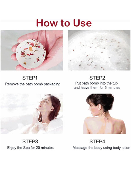 Juego de Bombas de Baño Fumgranth con Aceite Esencial Leche de Rosa 2 Pack