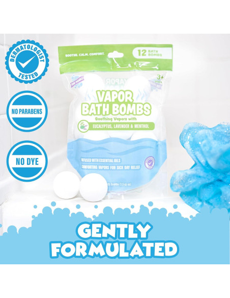 Bolas de Baño de Vapor Tub Works para Niños - 12 Unidades Eucalipto