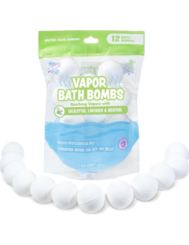 Bolas de Baño de Vapor Tub Works para Niños - 12 Unidades Eucalipto