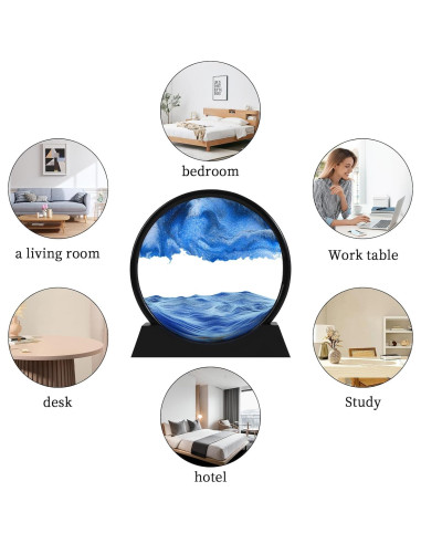 AXELIP Imagen de Arena en Movimiento 3D Azul 17.78 cm