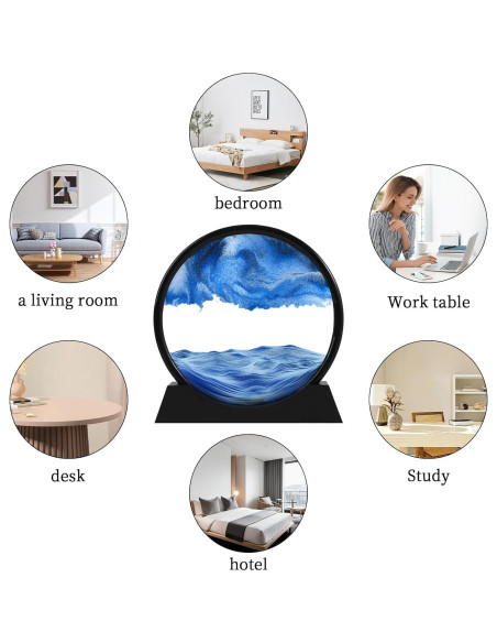 AXELIP Imagen de Arena en Movimiento 3D Azul 17.78 cm