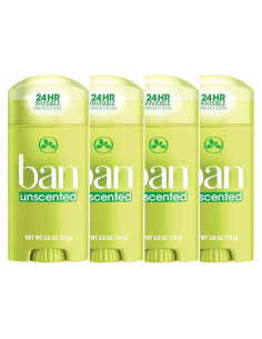 Desodorante Antitranspirante Ban Sólido Invisible Sin Fragancia 4x73.71g