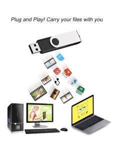 JUANWE Paquete de 10 USB 2.0 de 8GB Memoria Flash - Negro 2