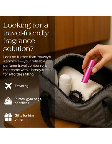 Atomizadores de Perfume YOUZEY 6 Piezas Recargables Rosa Fucsia