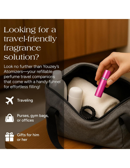 Atomizadores de Perfume YOUZEY 6 Piezas Recargables Rosa Fucsia