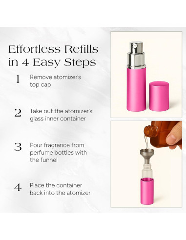 Atomizadores de Perfume YOUZEY 6 Piezas Recargables Rosa Fucsia