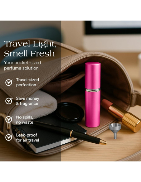 Atomizadores de Perfume YOUZEY 6 Piezas Recargables Rosa Fucsia