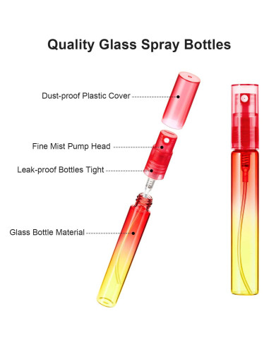 18 Mini Botellas de Spray de Vidrio 8 ml Patelai - Colores Gradientes